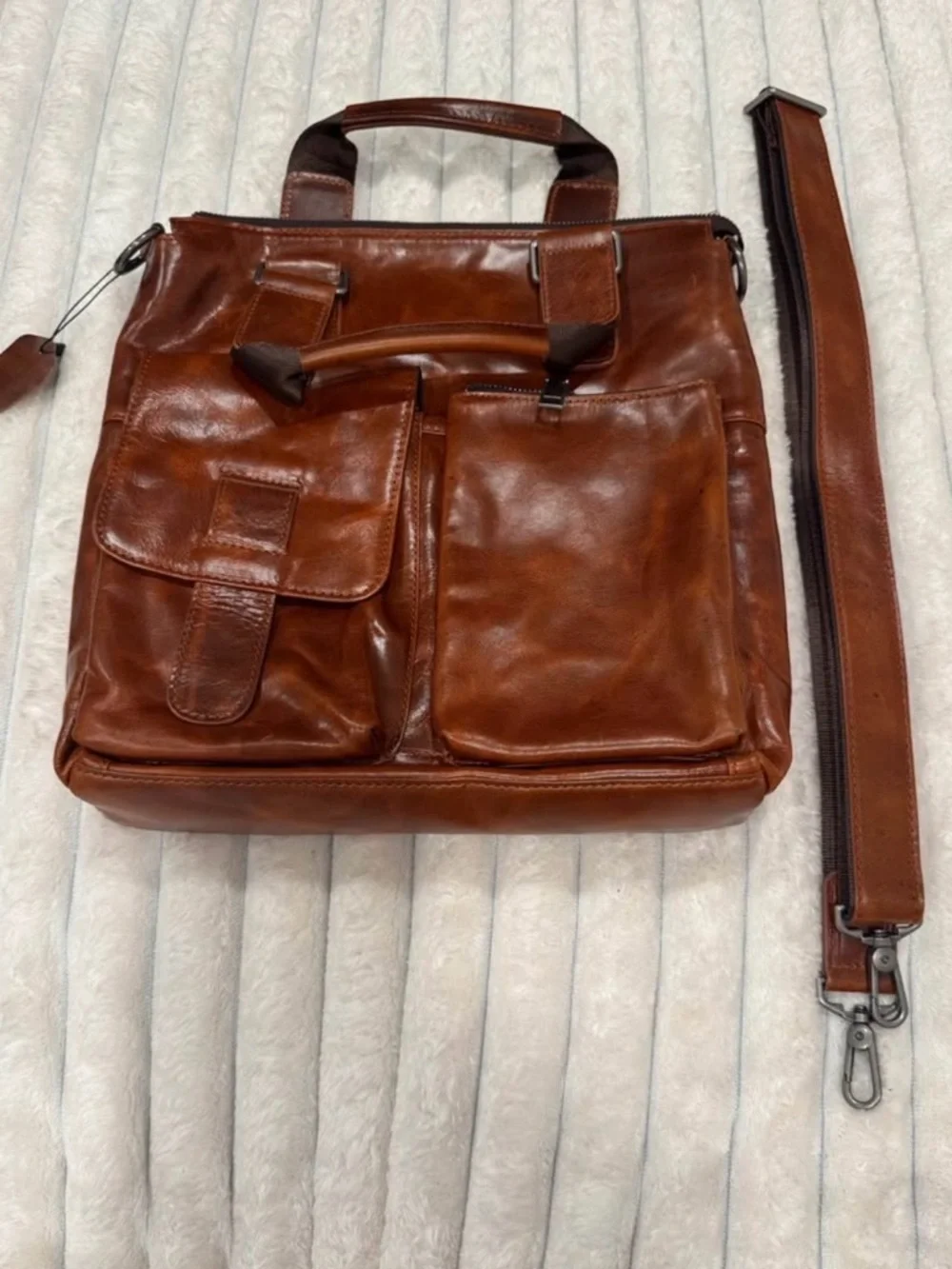 Brown Leather Messenger Bag for Men